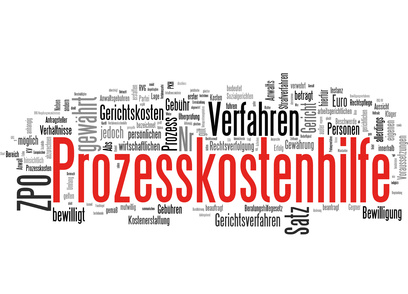 Modernes, kreatives Bild mit Zeitungsausschnitten zum Thema Prozesskostenhilfe.